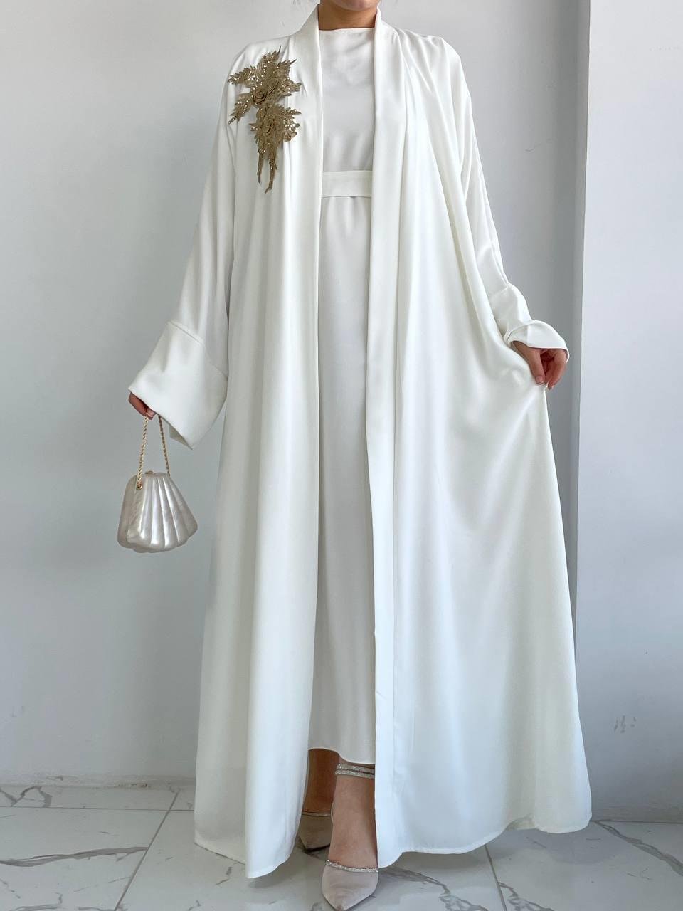 Beyaz Nida Abaya Takım 