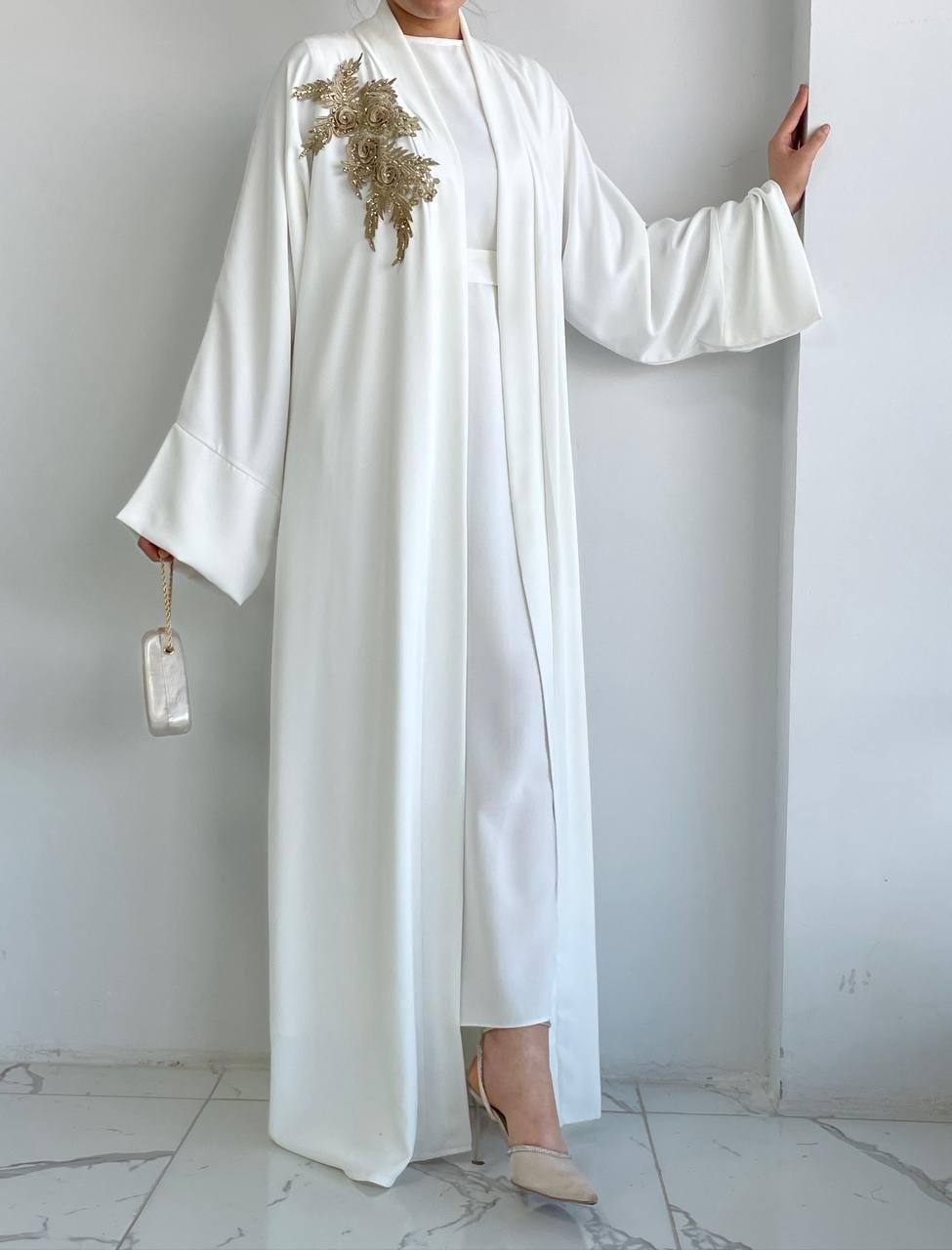 Beyaz Nida Abaya Takım 