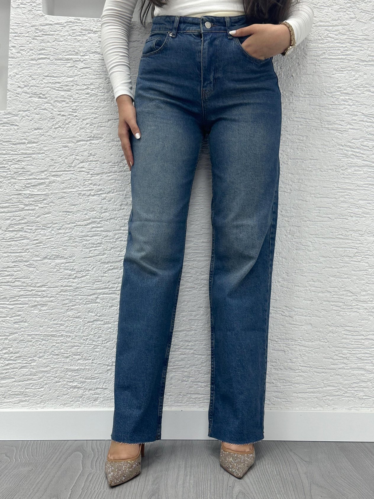 Koyu Mavi Straight Kesim Jean Pantolon