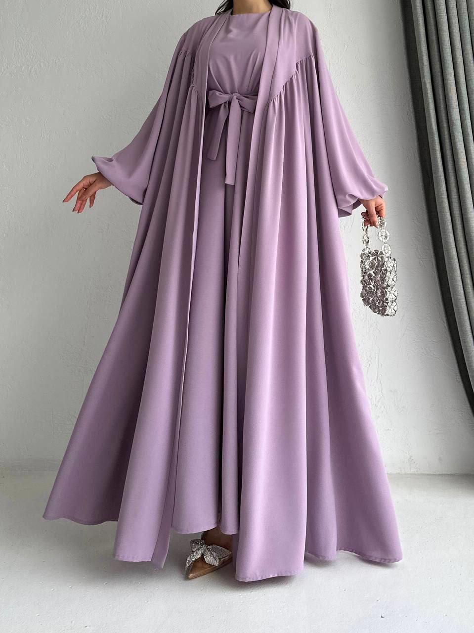 Lila Alya Abaya Takım 