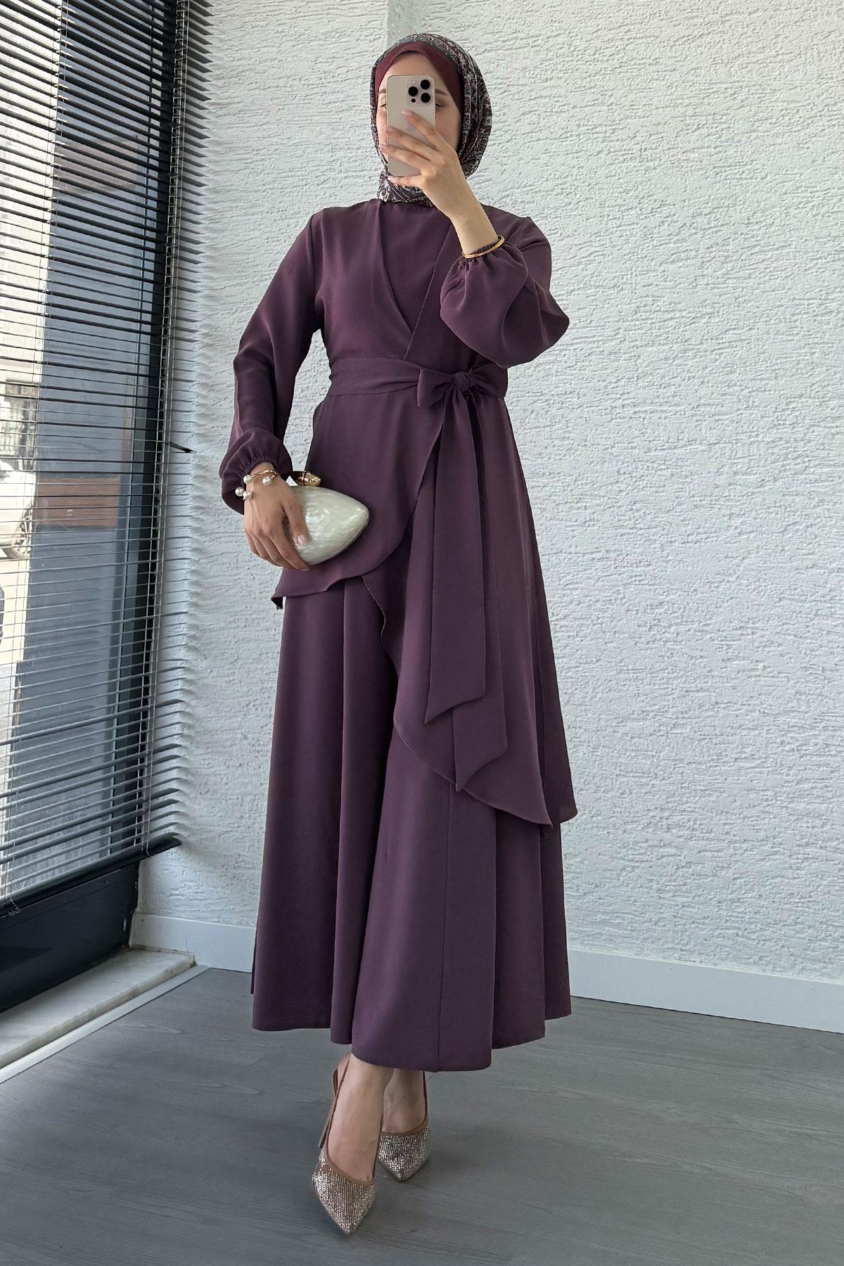 Nora Asimetrik Pantolonlu Takım – Gül Kurusu
