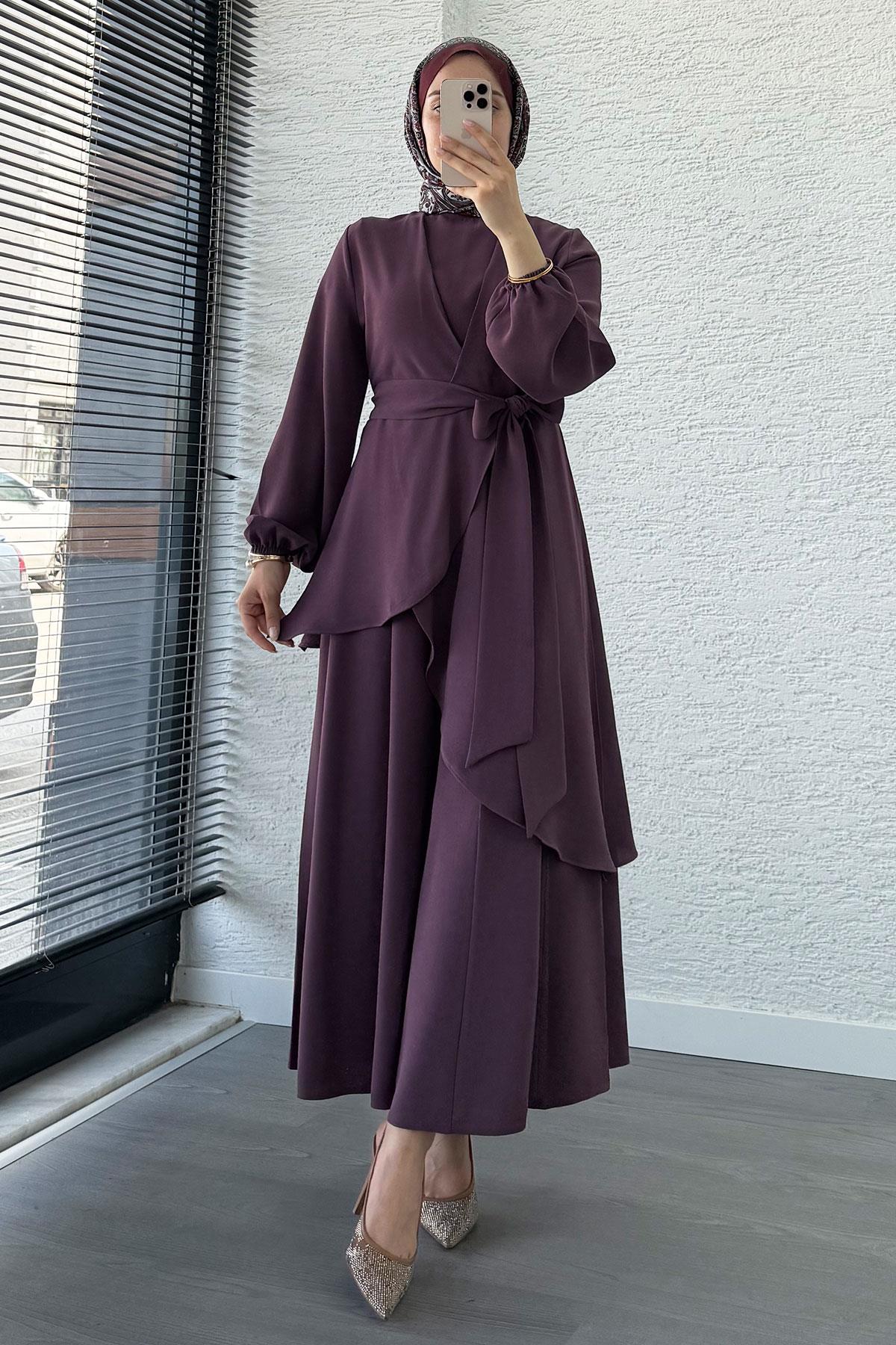 Nora Asimetrik Pantolonlu Takım – Gül Kurusu