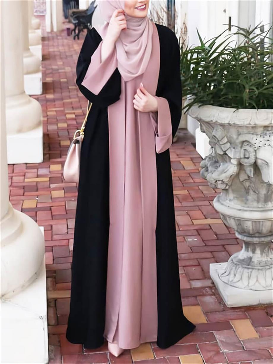 Pembe Manşetli Abaya
