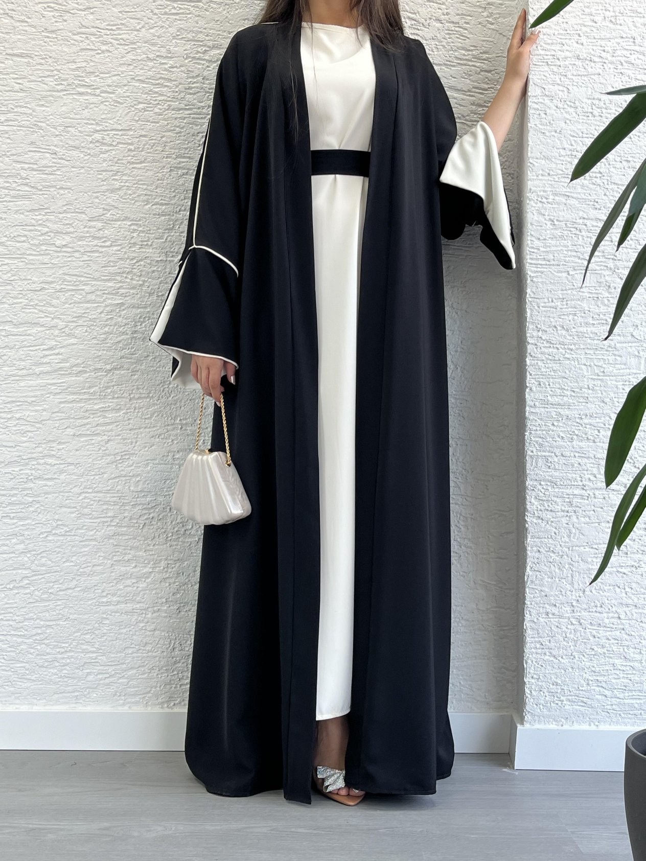 Siyah Ayça Abaya Takım