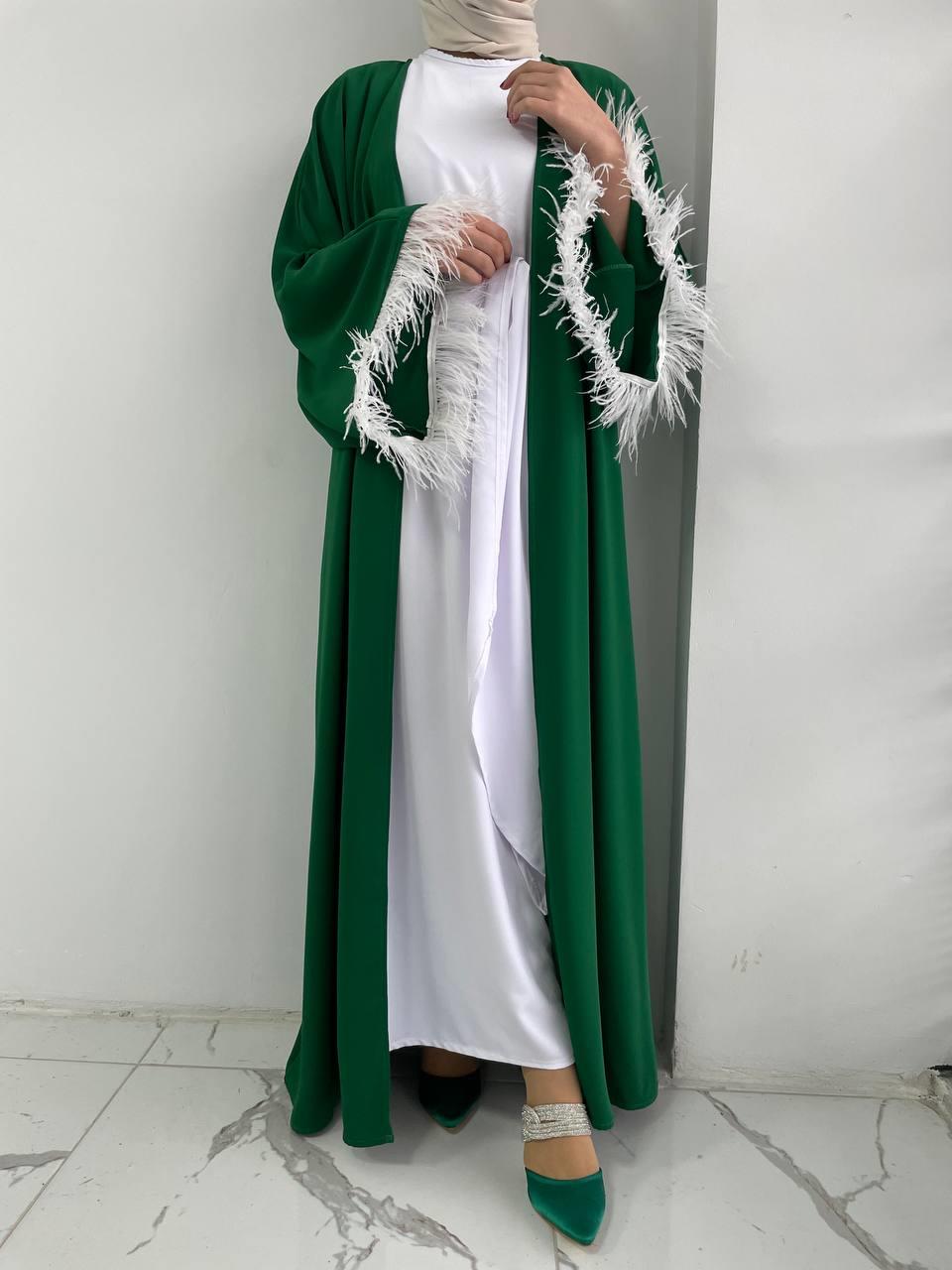 Yeşil Zehra Abaya Takım