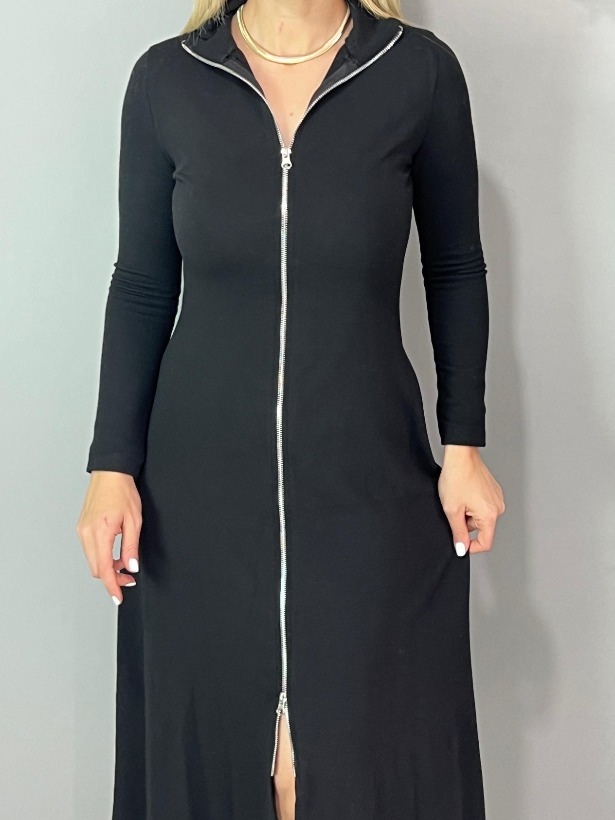 Maria Önden Fermuarlı Maxi Boy Çilek Elbise