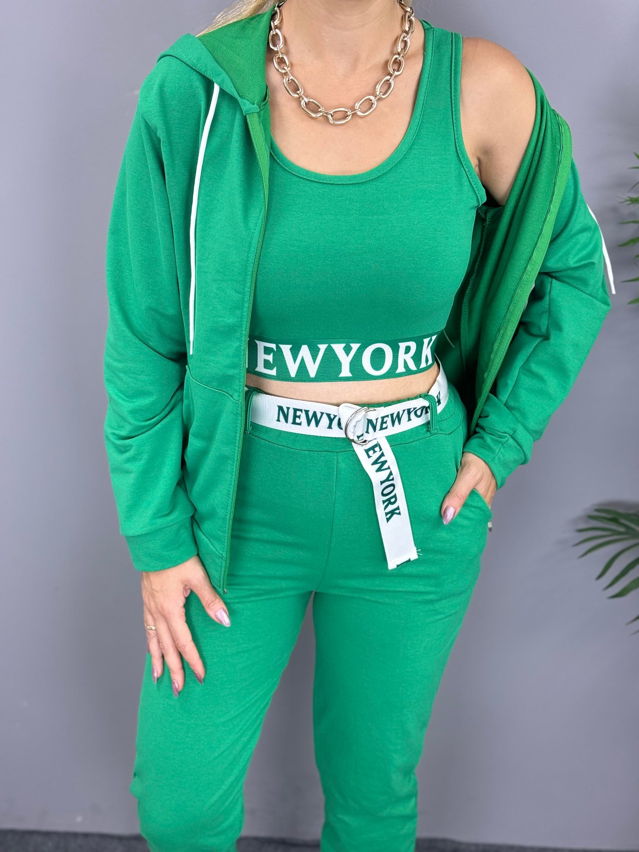 Rania Açık Yeşil 3'lü Crop Takım 