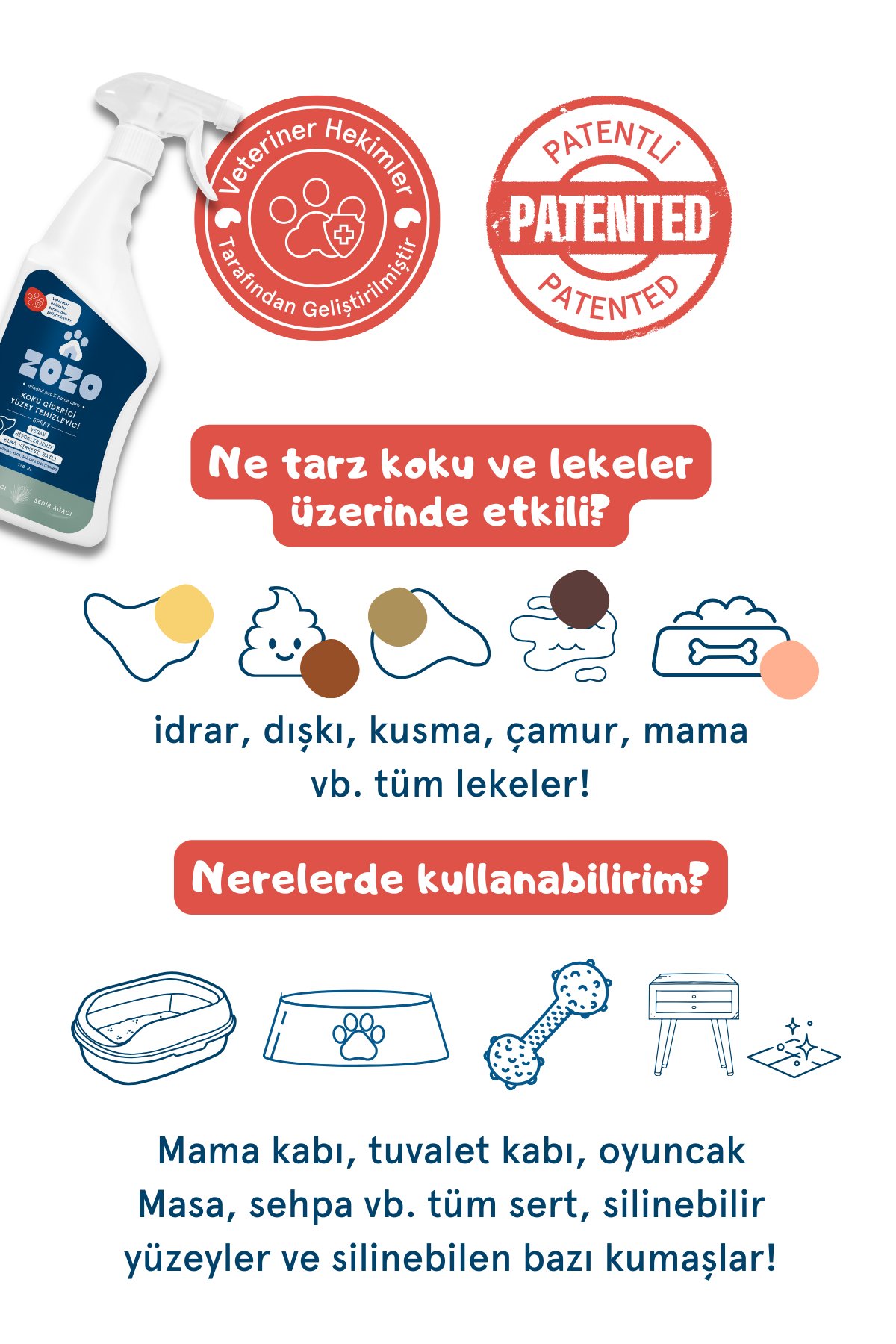 Evcil Hayvan Koku Giderici & Yüzey Temizleyici Sprey - Hipoalerjenik - 750 ml