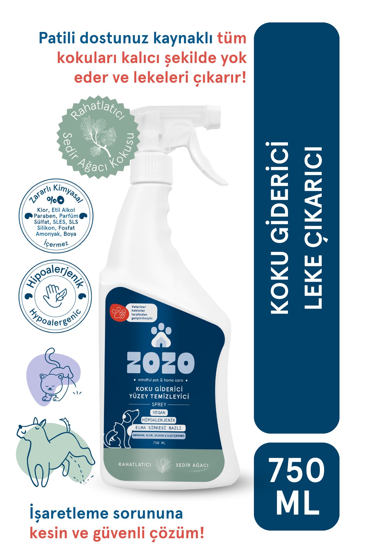 Evcil Hayvan Koku Giderici & Yüzey Temizleyici Sprey - Hipoalerjenik - 750 ml