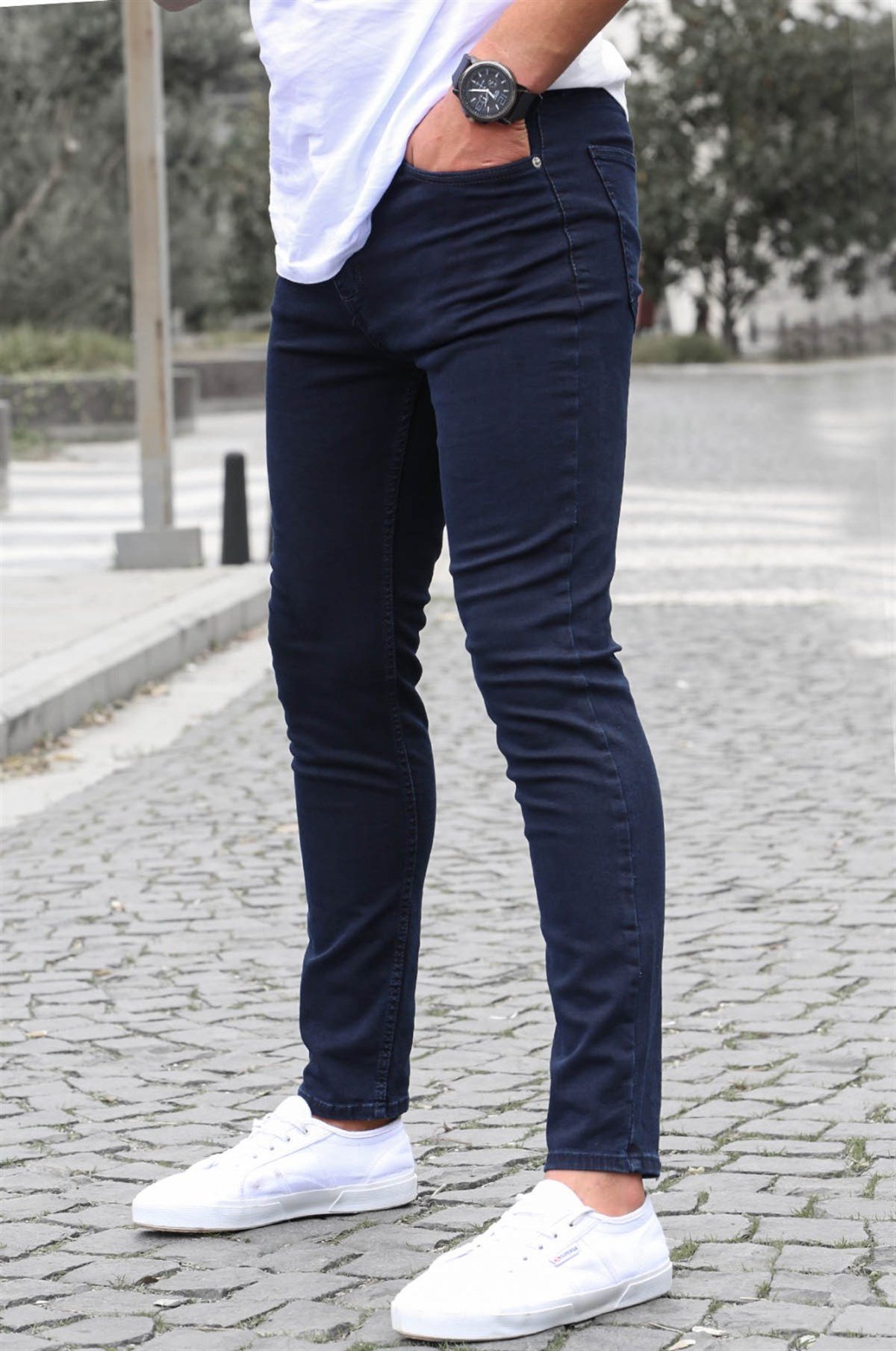 Lacivert Süper Likralı Skinny Fit Erkek Jean Pantolon 6302