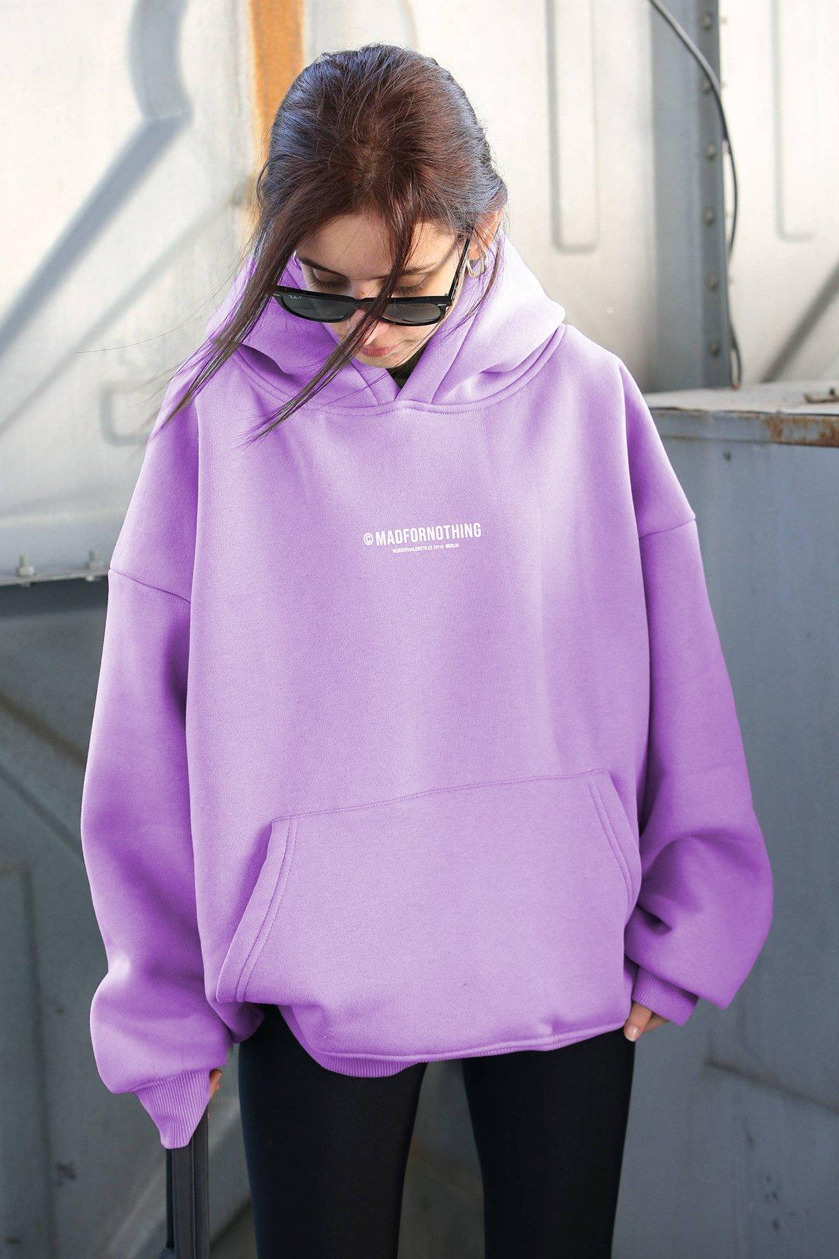 Mad Girls Lila Baskılı Oversize Sweatshirt MG1287