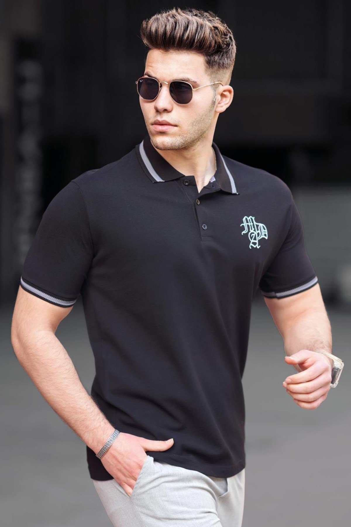 Madmext Black Polo Shirt for Men 3055