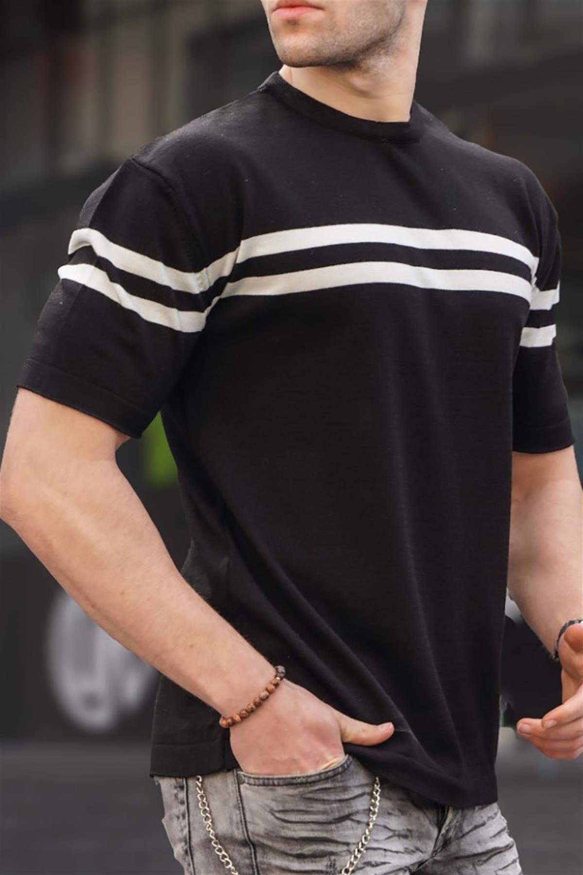 Madmext Men Black T-Shirt 5682