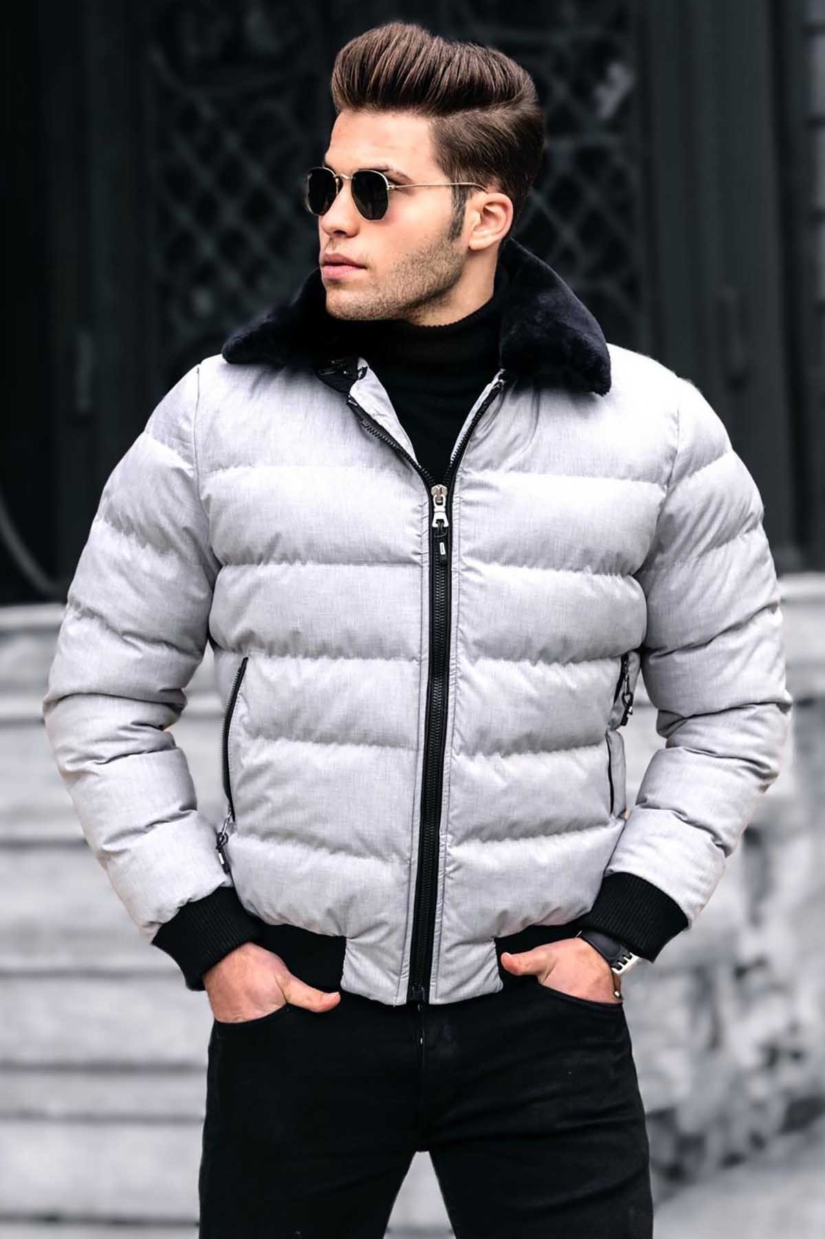 Madmext Gri Şişme Mont 9473