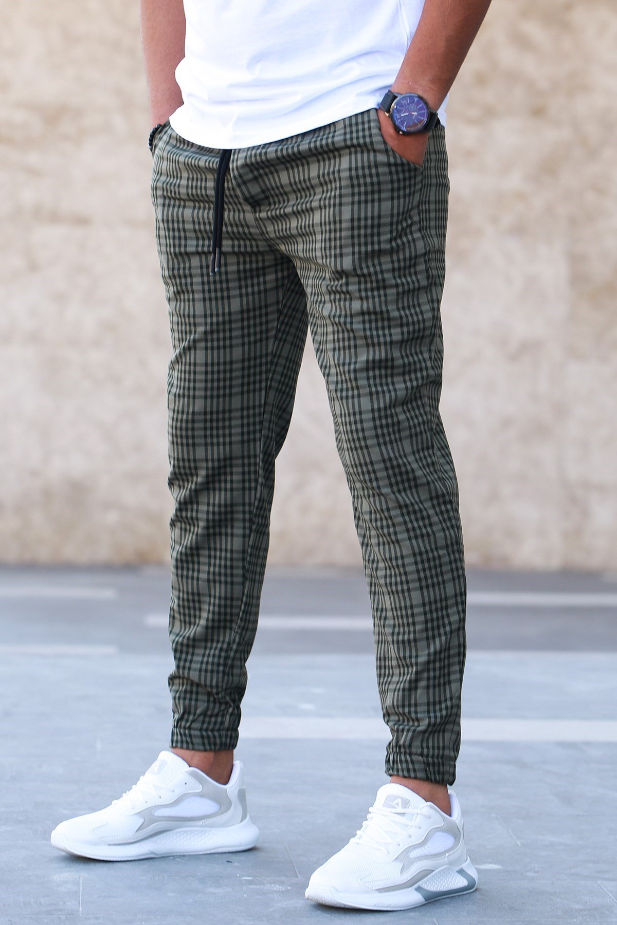 Madmext Haki Ekoseli Erkek Pantolon 4840