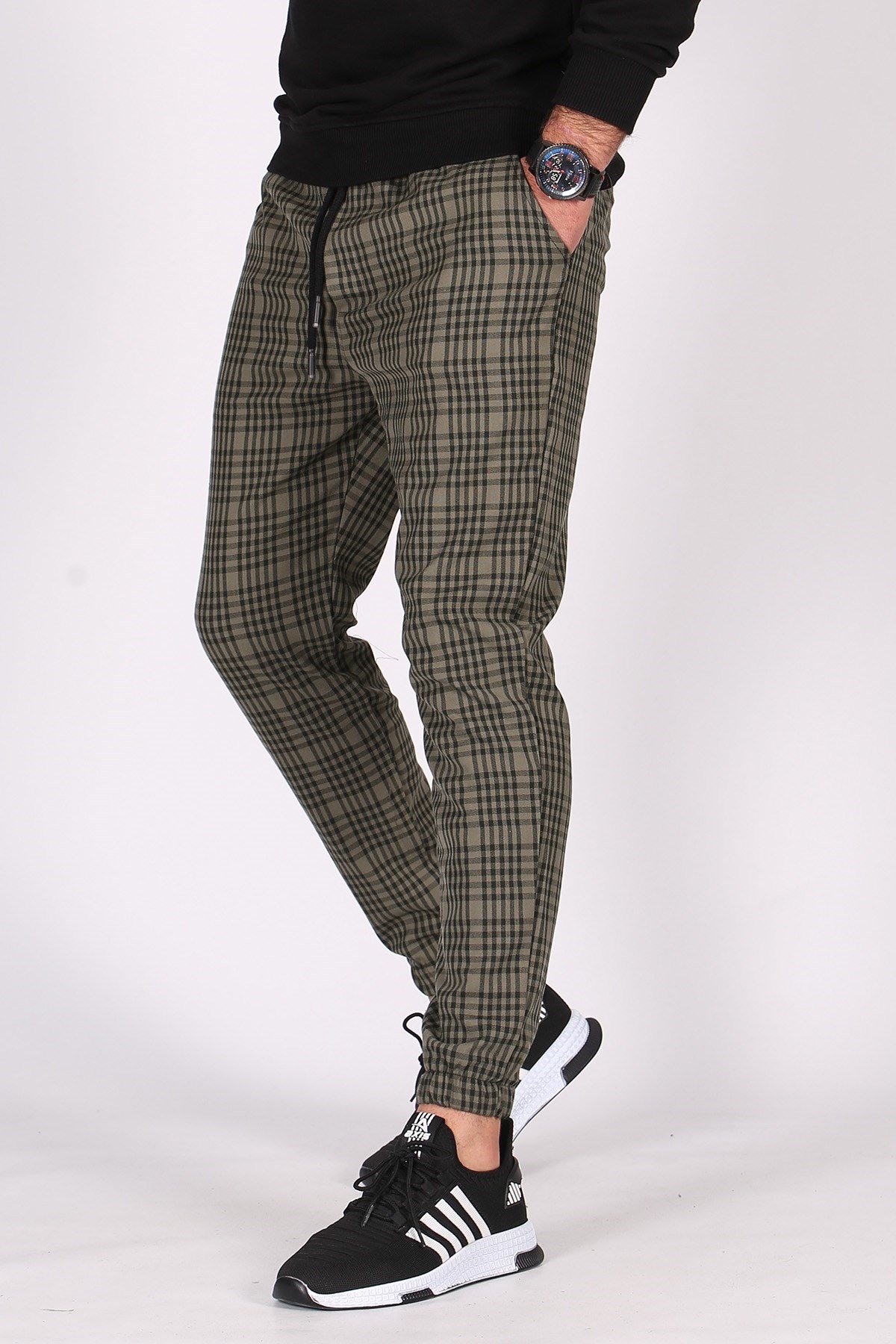 Madmext Haki Ekoseli Erkek Pantolon 4840