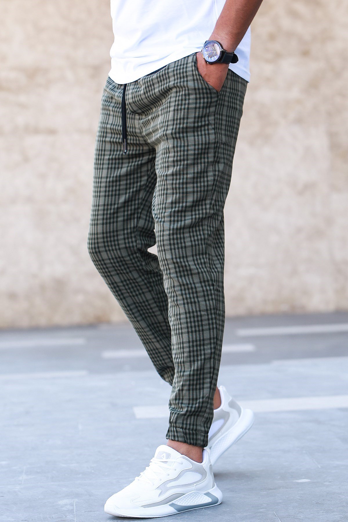 Madmext Haki Ekoseli Erkek Pantolon 4840