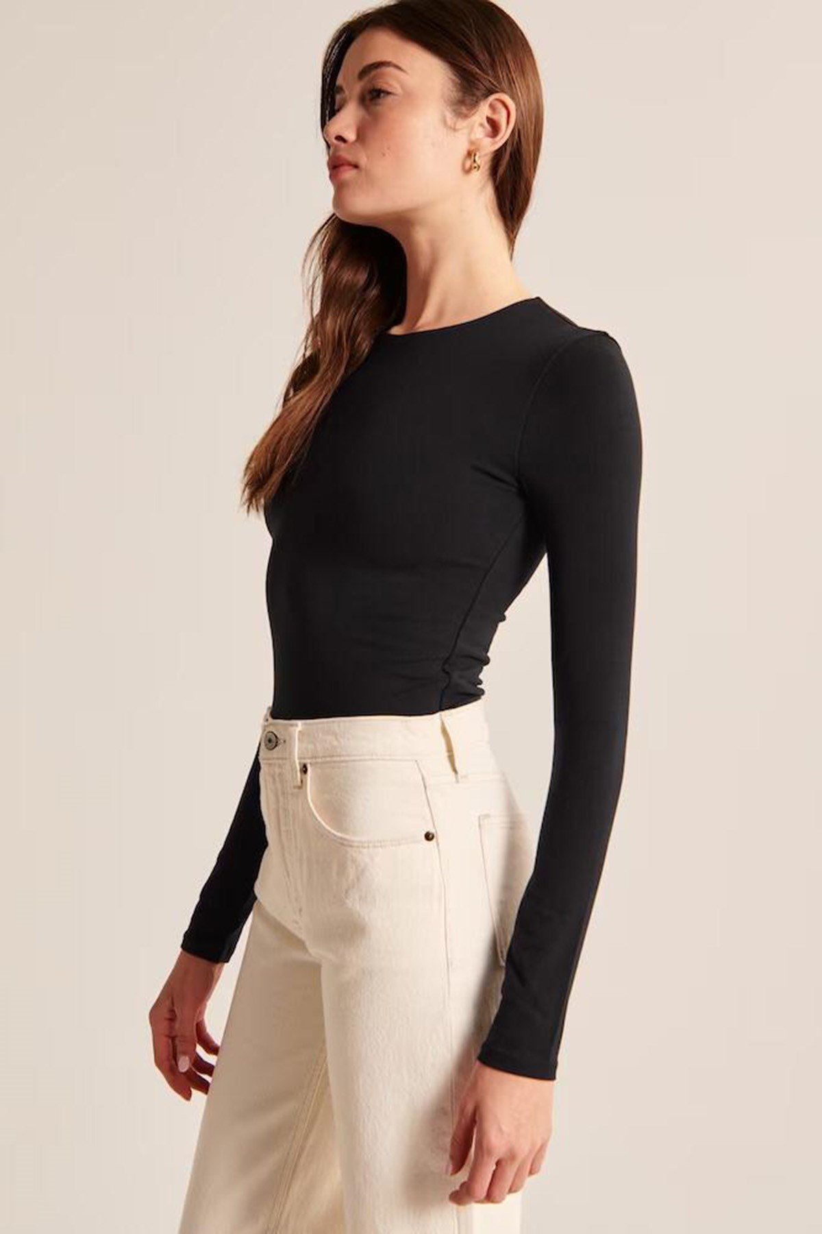 Siyah Bisiklet Yaka Basic Uzun Kollu Body MG1693