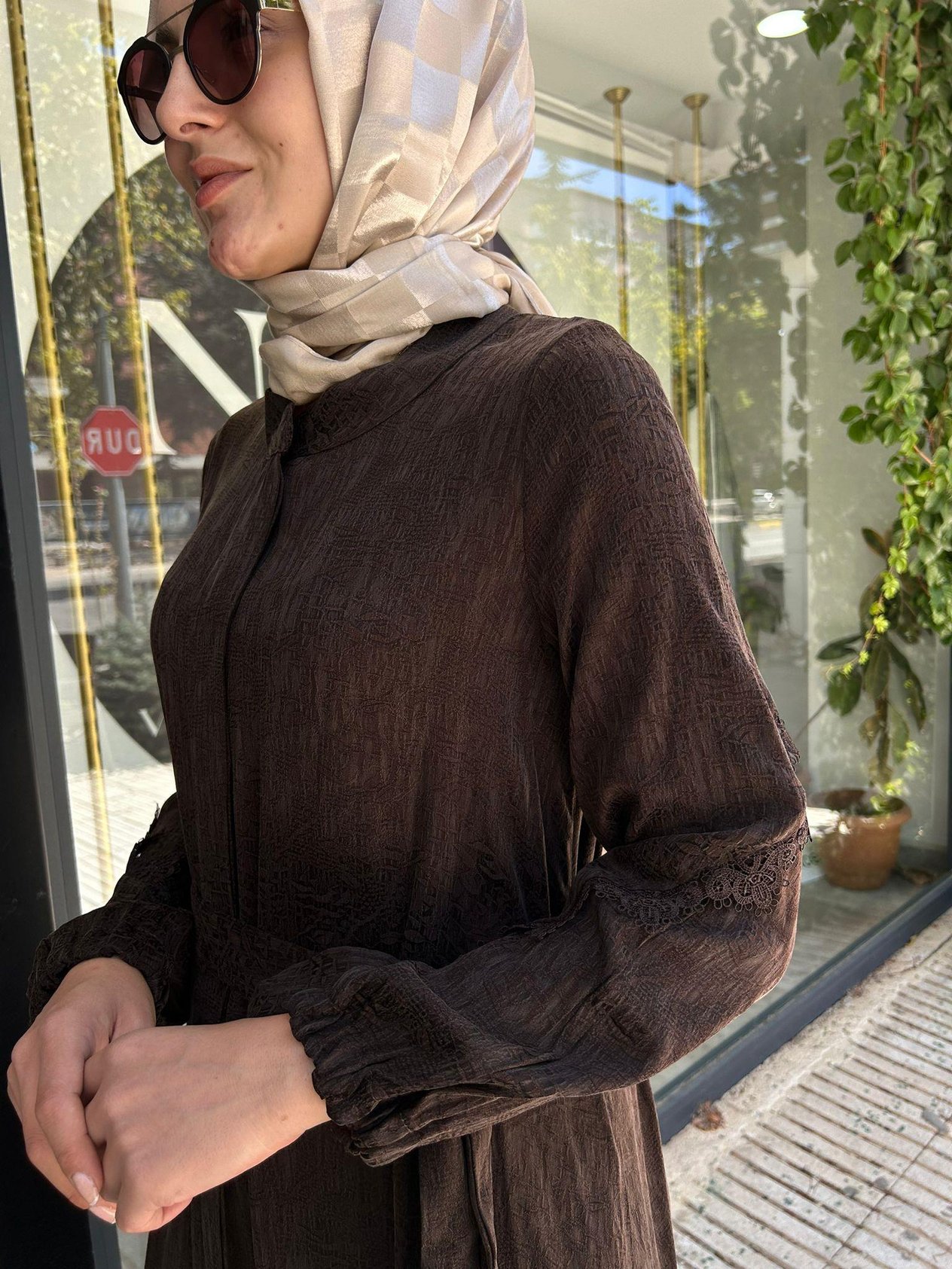MİSSWHENCE KAHVERENGİ İPEK PARDESÜ 36528