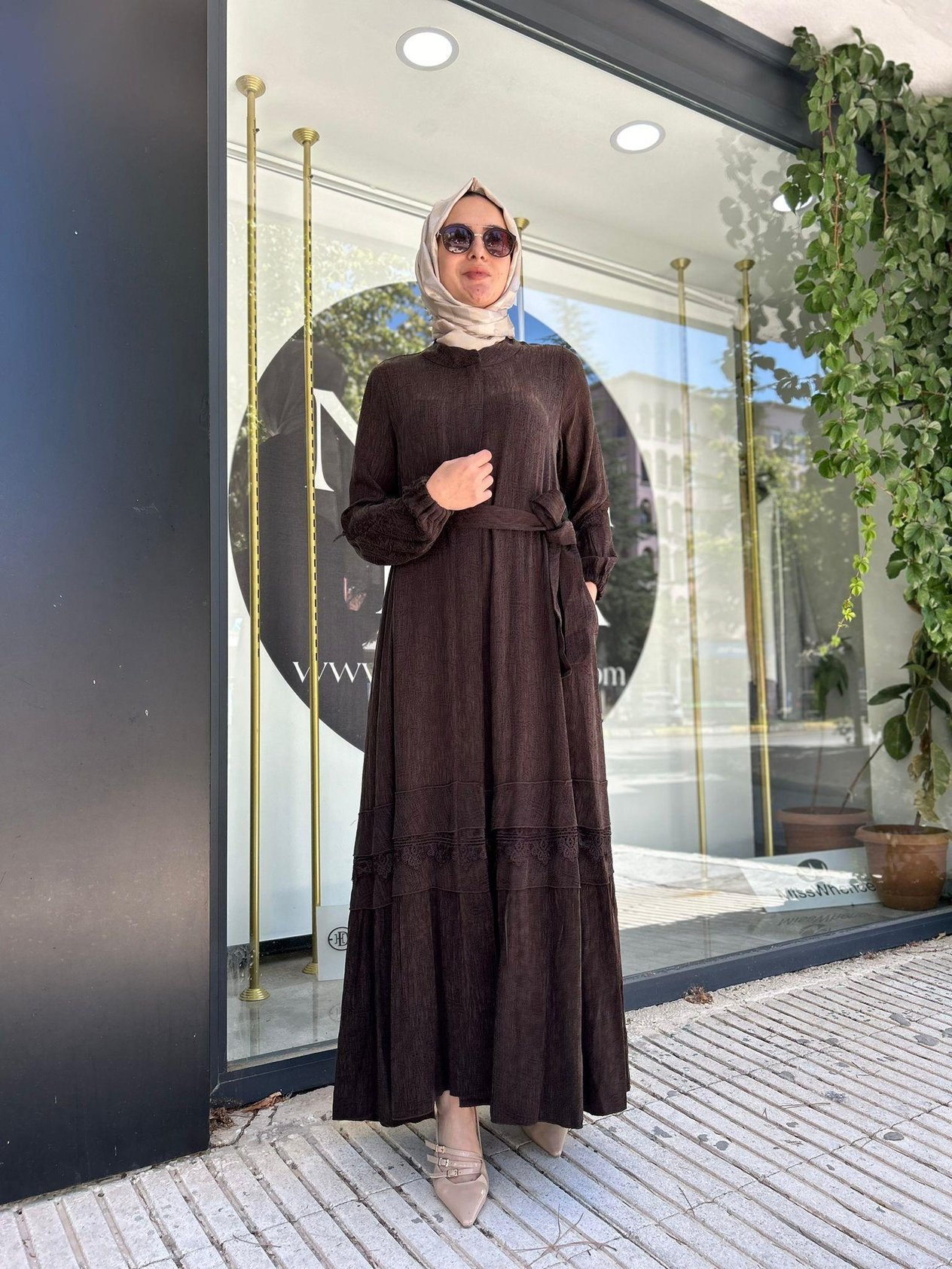 MİSSWHENCE KAHVERENGİ İPEK PARDESÜ 36528