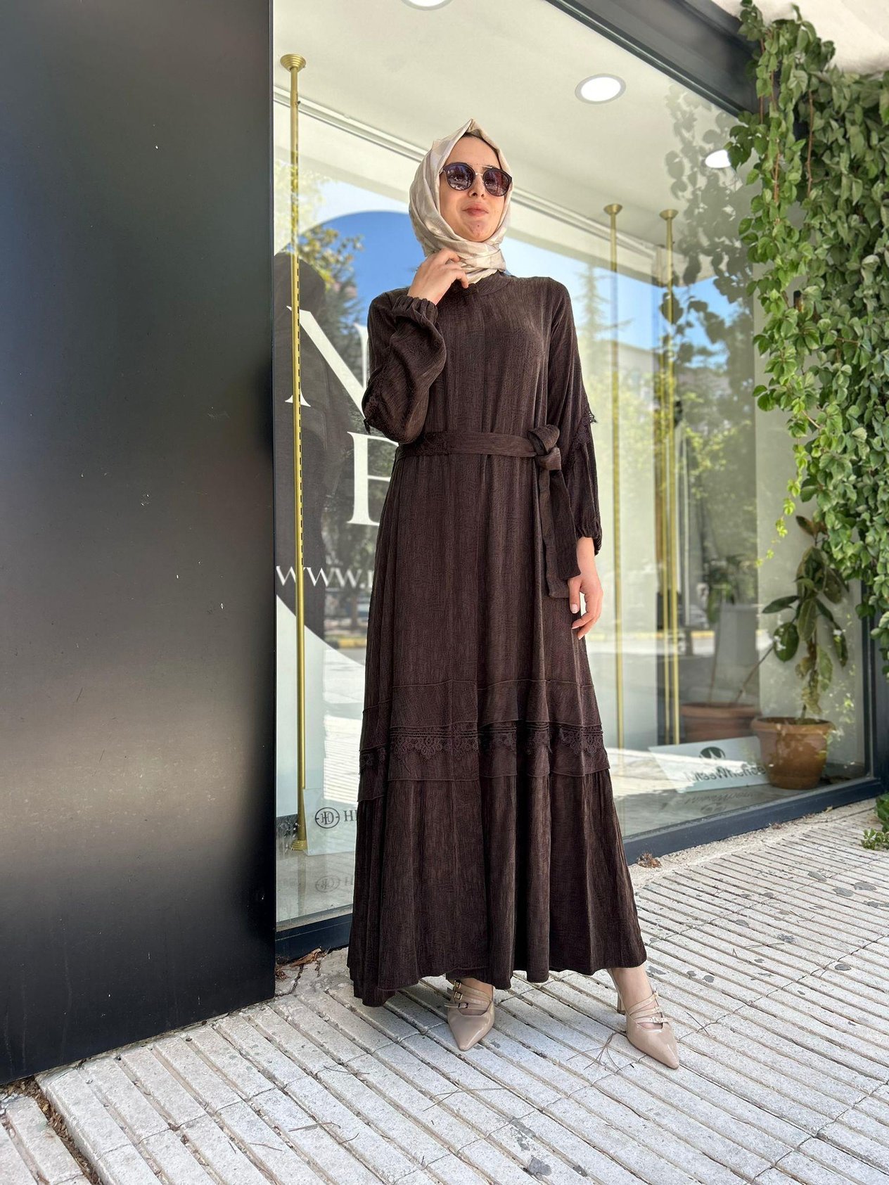 MİSSWHENCE KAHVERENGİ İPEK PARDESÜ 36528