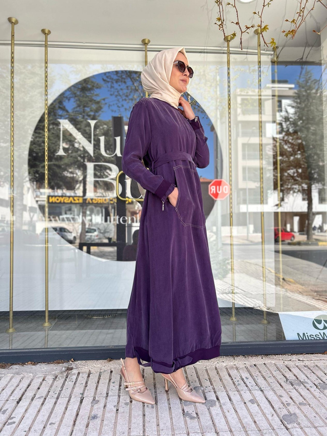 MİSSWHENCE MÜRDÜM İPEK ELBİSE 37838
