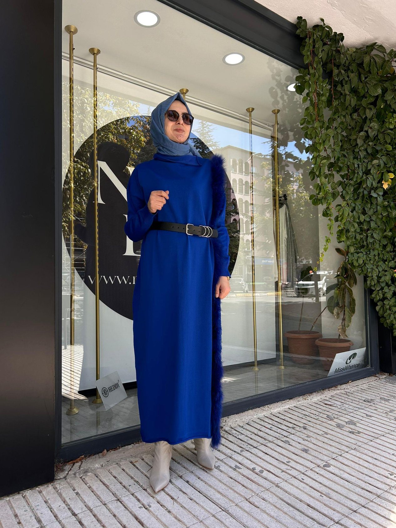 MİSSWHENCE SAKS TRİKO KÜRKLÜ ELBİSE 36805