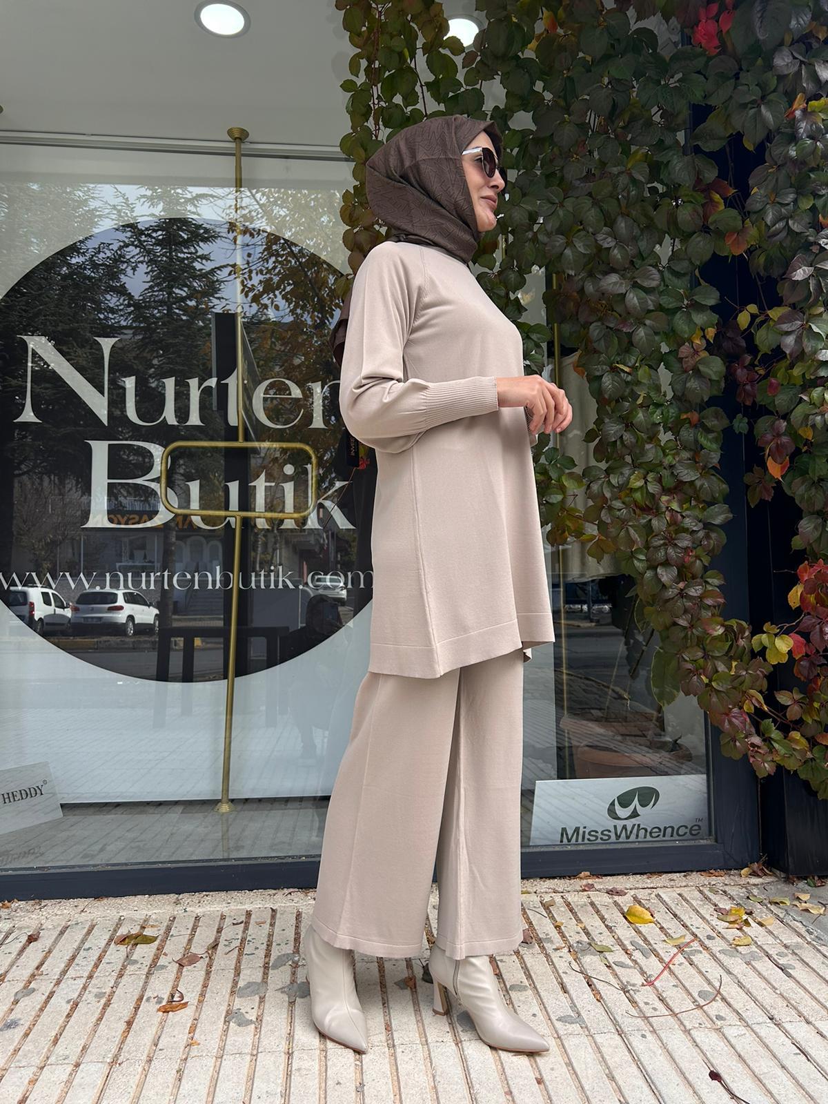 NURCAN CDETIN SOGUK IPLIK TRIKO TUNIK 0015 VİZON