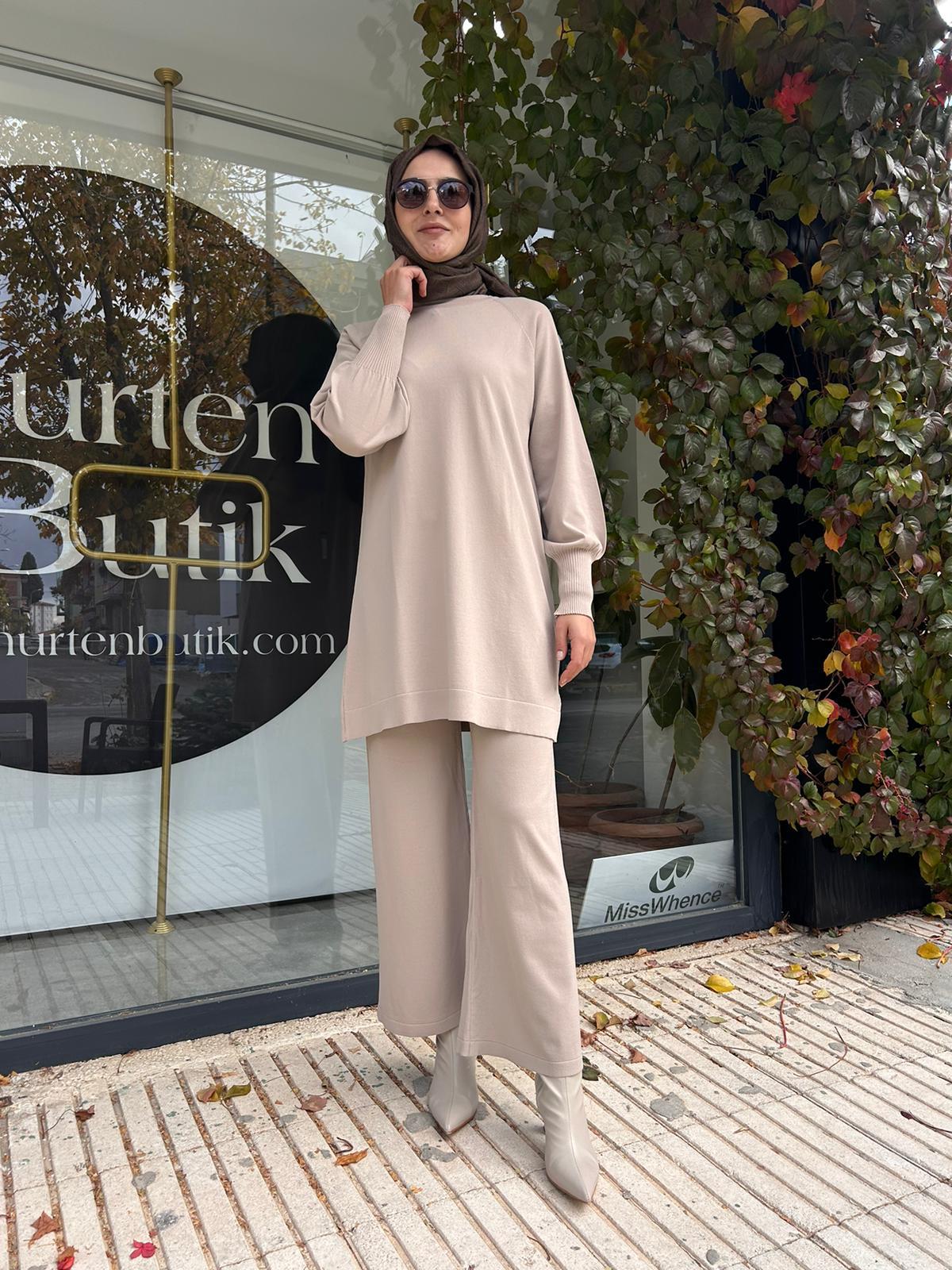 NURCAN CDETIN SOGUK IPLIK TRIKO TUNIK 0015 VİZON