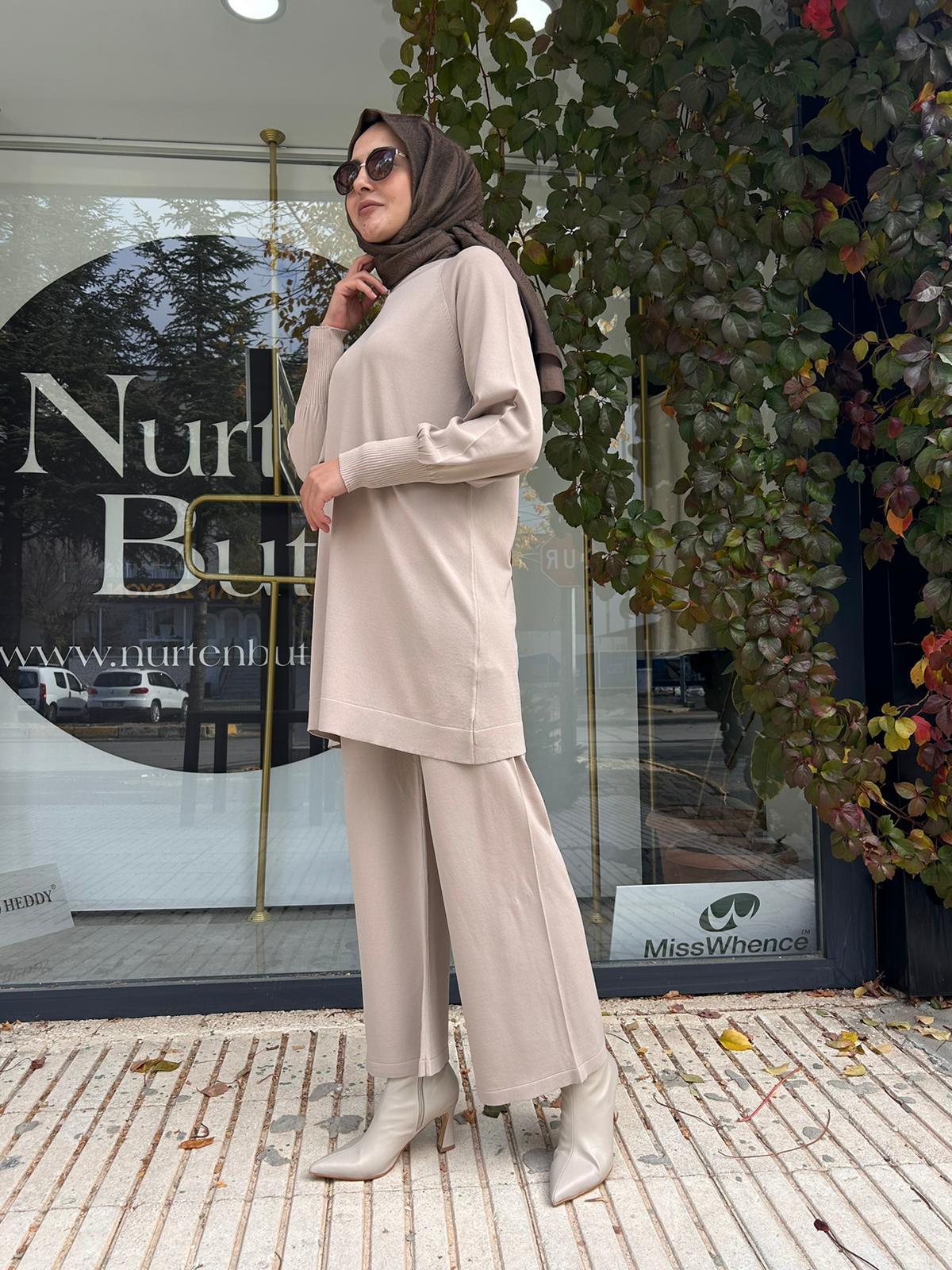 NURCAN CDETIN SOGUK IPLIK TRIKO TUNIK 0015 VİZON