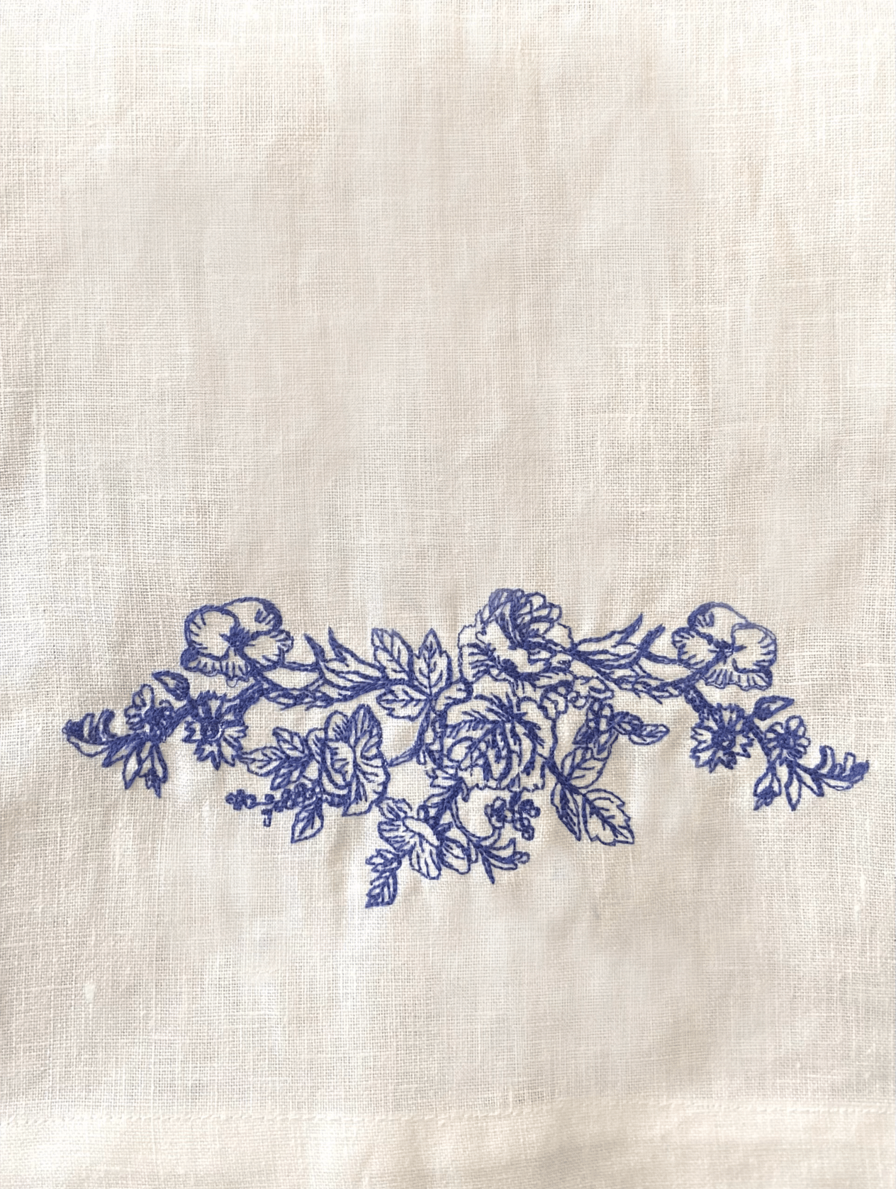 Rose %100 Keten Nakışlı Runner - Gece - 45 x 145