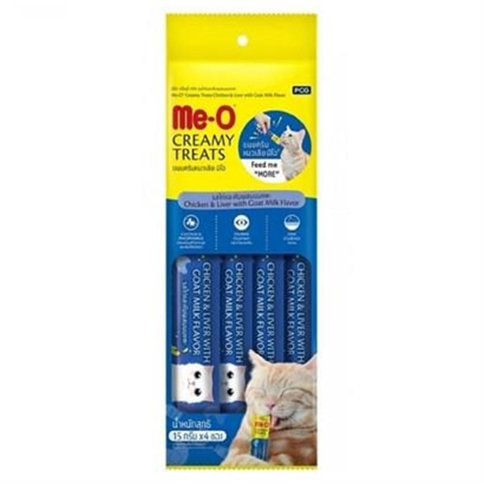 Me-O Creamy Treats Tavuk Karaciğer ve Keçi Sütlü Ek Besin ve Kedi Ödülü 60 Gr ( 4 x 15 Gr )