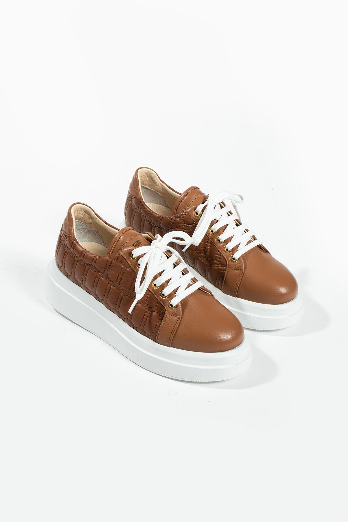 Kadın Deri Sneaker Taba