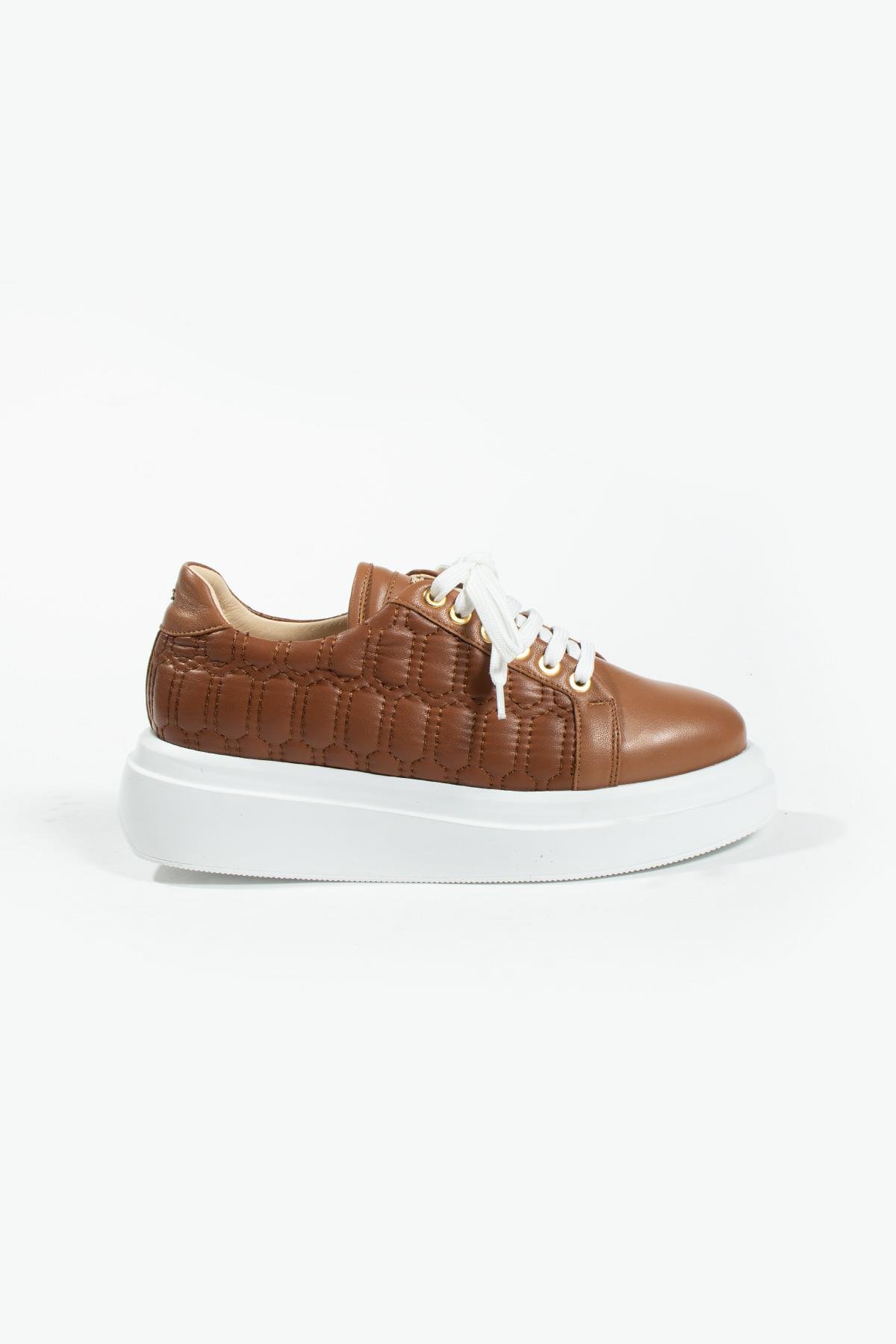 Kadın Deri Sneaker Taba