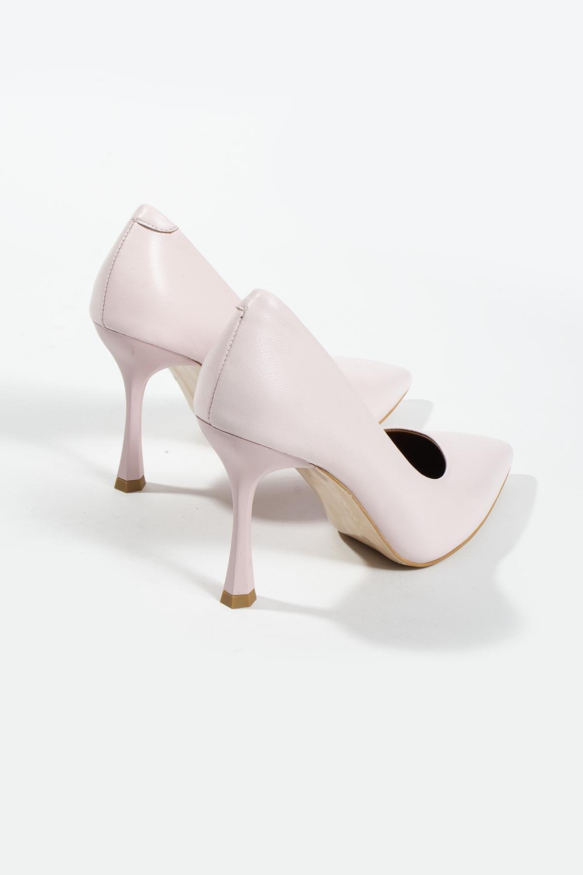 Kadın Deri Stiletto Pudra