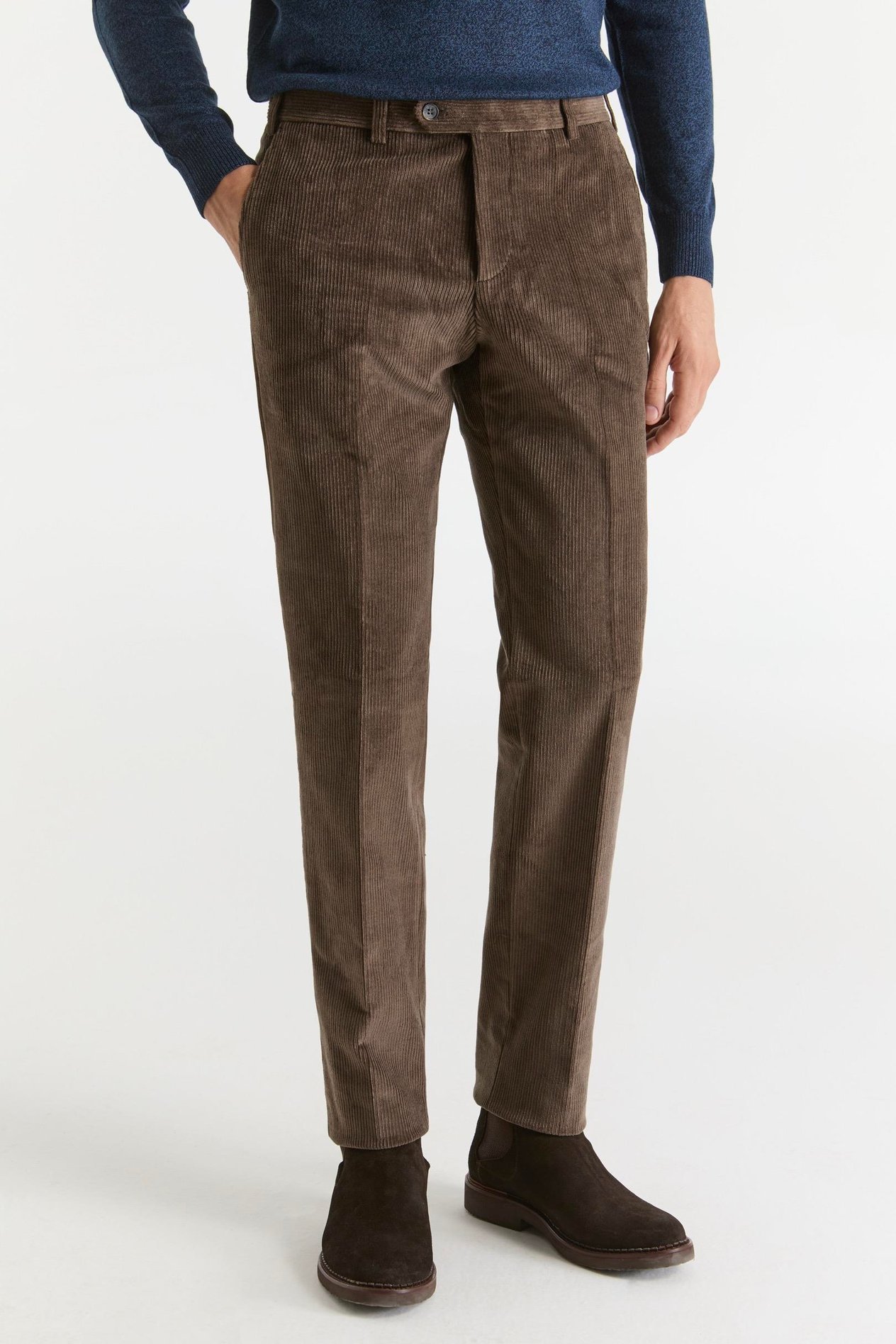 Ruba Pantolon Regular Fit Açık Kahverengi Kadife Chino Pantolon