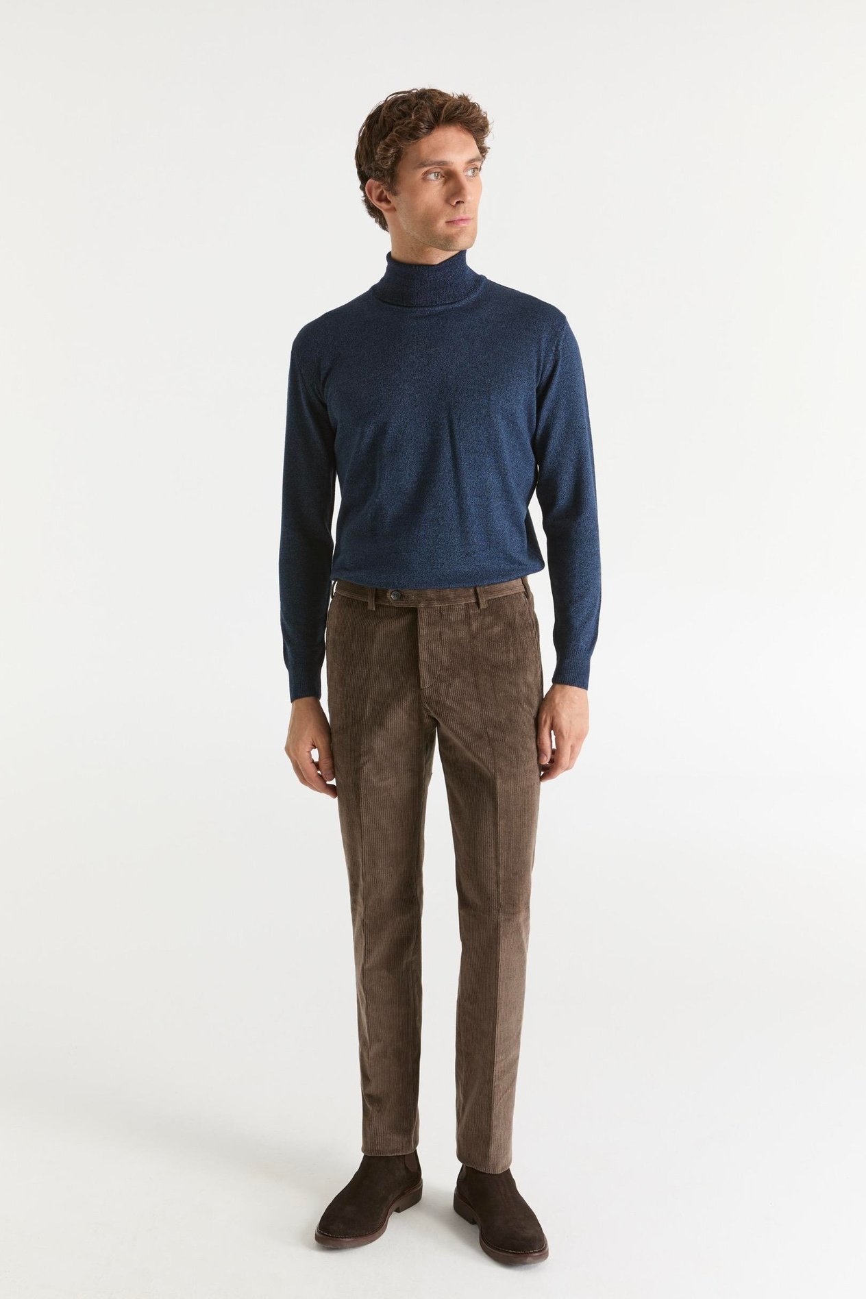 Ruba Pantolon Regular Fit Açık Kahverengi Kadife Chino Pantolon