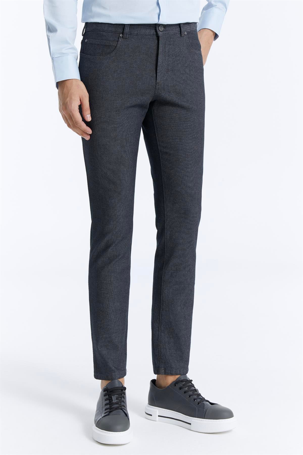 Ruba Pantolon Slim Fit Antrasit Dokulu 5 Cep Pantolon