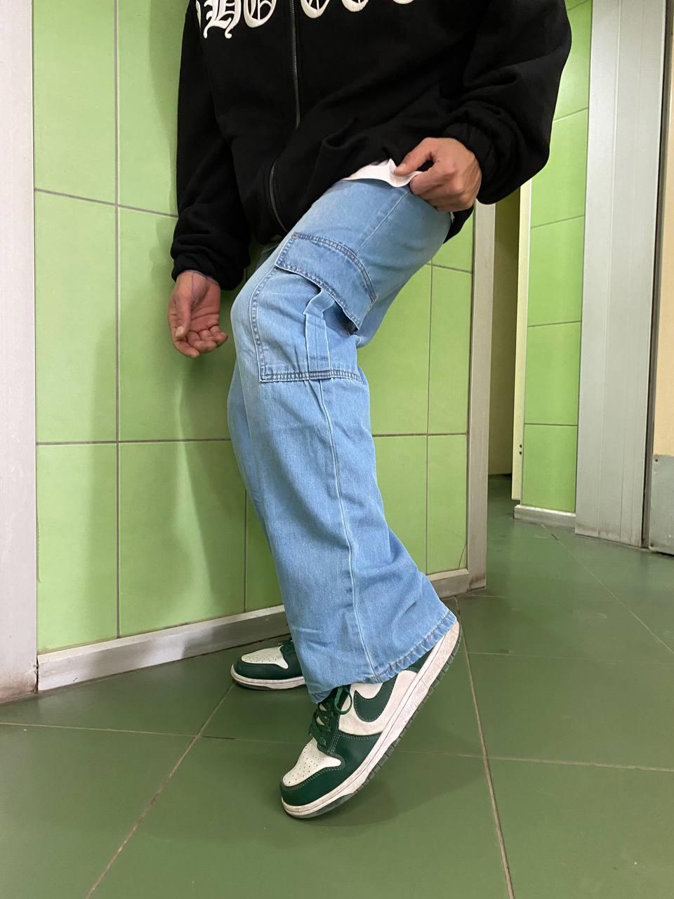Basic Baggy Fit Kargo Pantolon MaviBasic Baggy Fit Kargo Pantolon Mavi