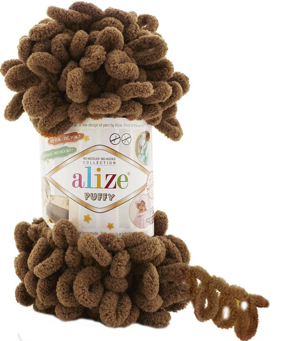Alize Puffy 321 Kahve Moka Parmakla Örülen El Örgü İpi