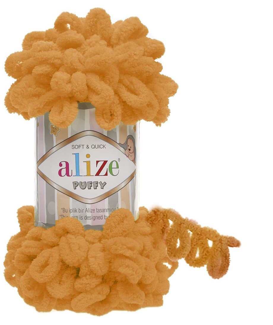Alize Puffy 336 Portakal Parmakla Örülen El Örgü İpi