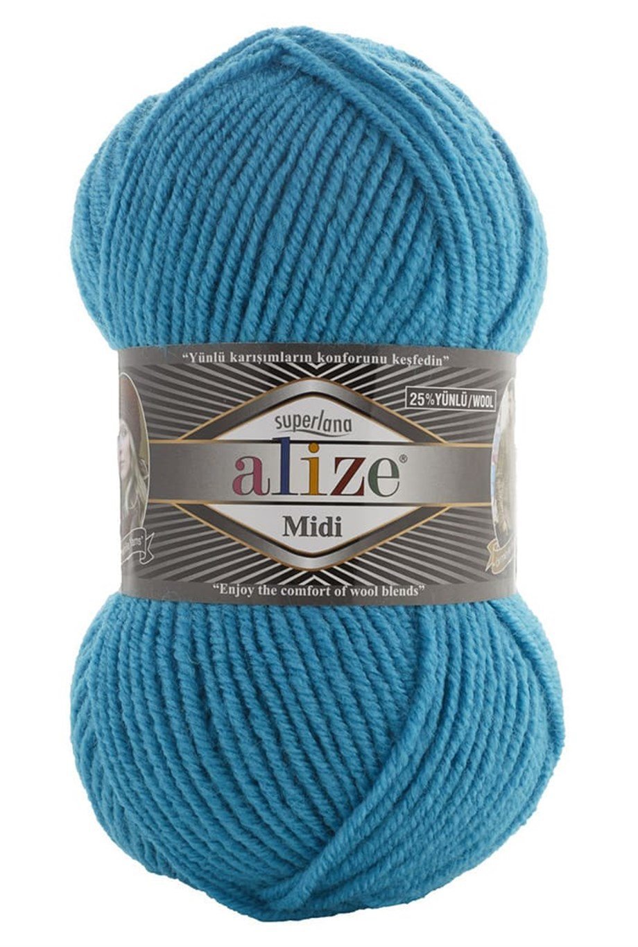 Alize Superlana Midi 484 Turkuaz El Örgü İpi