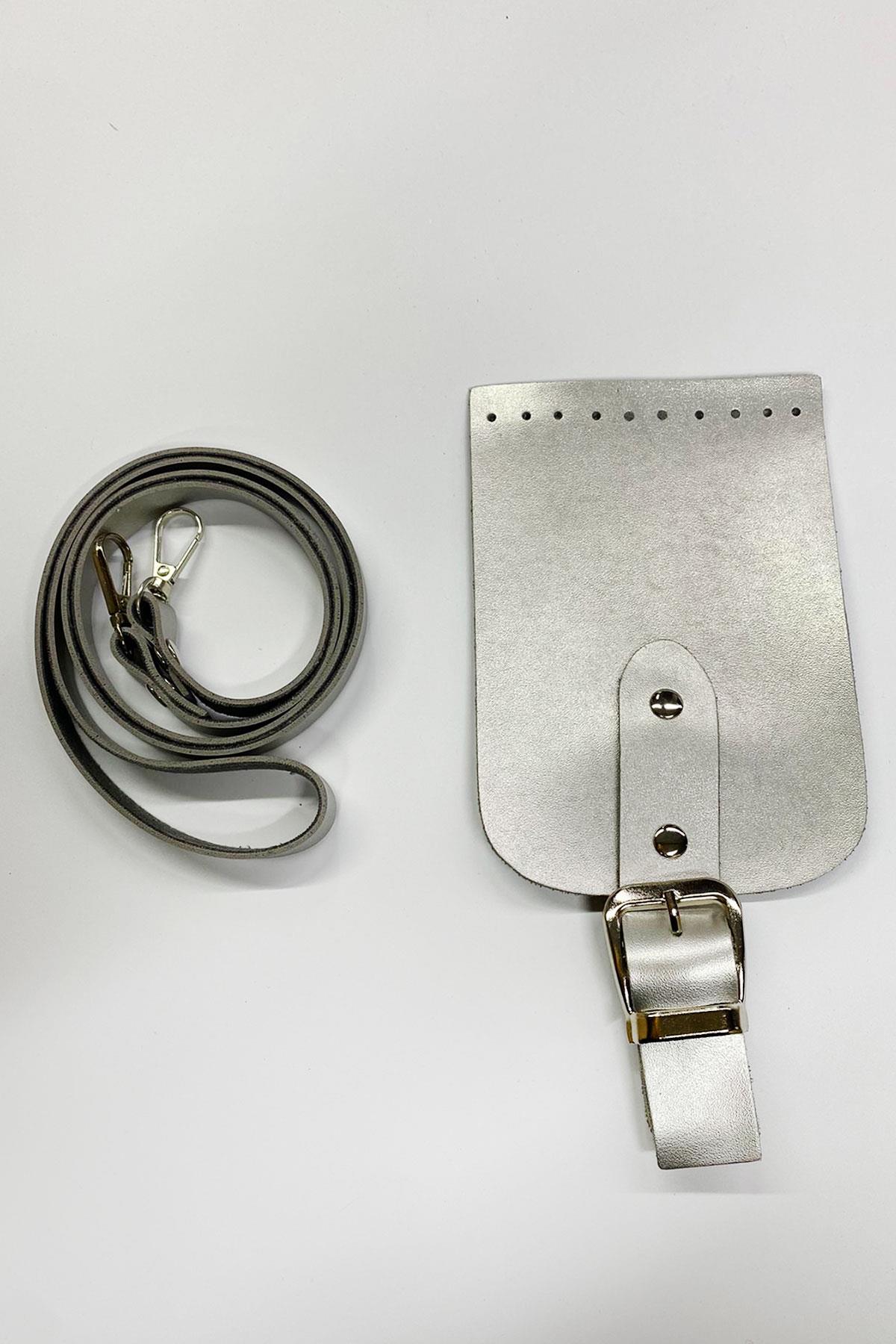 Cep Telefonu Çantası Örgü Seti 21x10 Gümüş