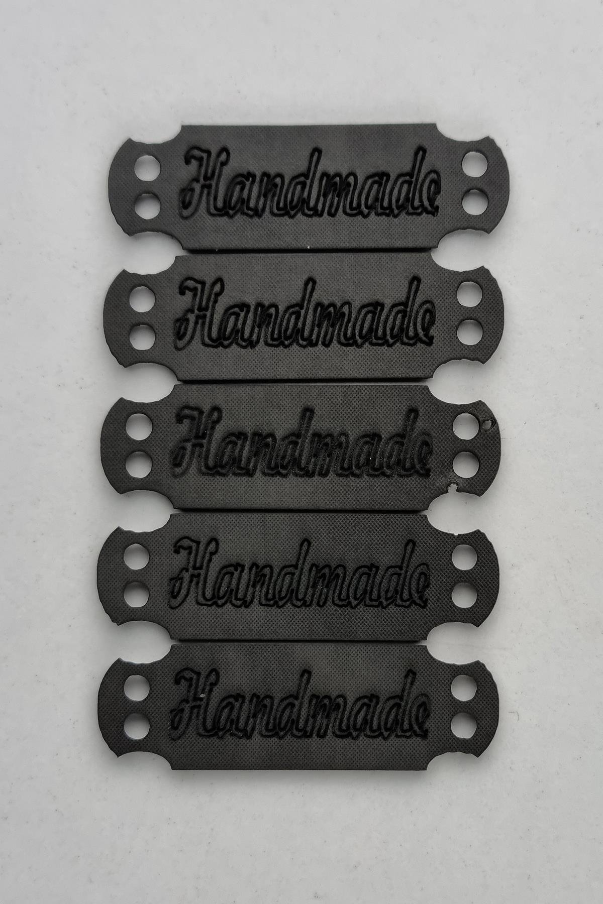 Dikilebilir Deri Dikdörtgen Handmade Etiketi Siyah 5 Adet 