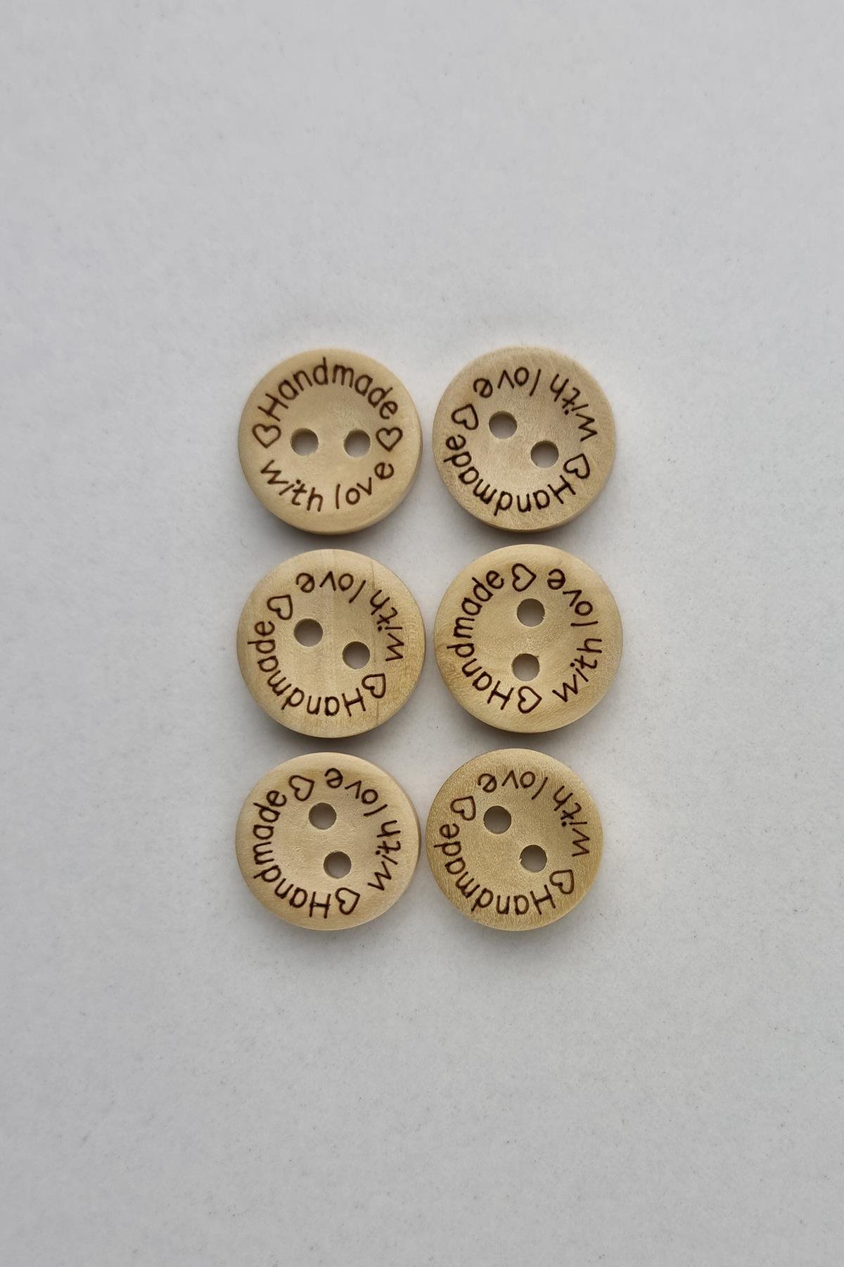 En Küçük Boy (15 mm) Ahşap Handmade Açık Renk Kaban Çeket Hırka Yelek Düğmesi 5 Adet