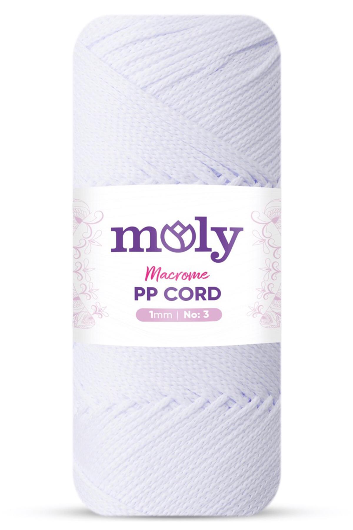 Moly PP Cord Polyester Makrome No:3 1mm 05-Optik Beyaz Örgü İpi
