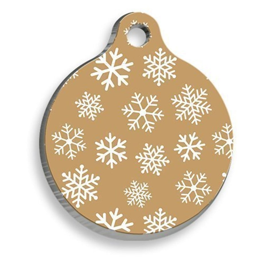Christmas Series Snow Flake Pattern Round Cat And Dog Tag