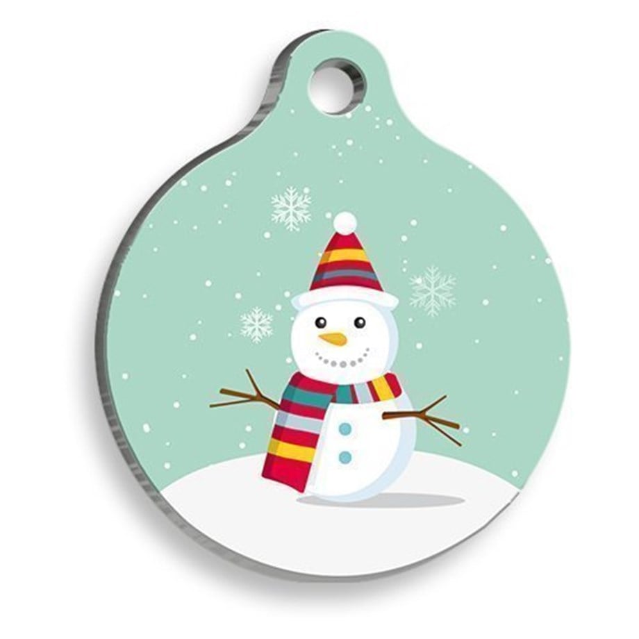 Christmas Series Snowman Comics Round Cat And Dog Tag
