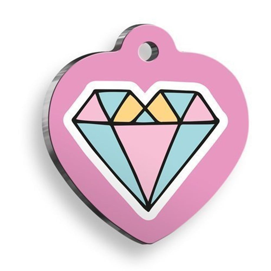 Diamond Heart Simple Shaped Cat Dog Tag