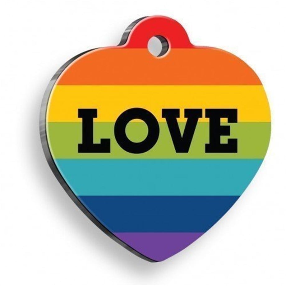 Rainbow Love Heart Shaped Cat And Dog Tag